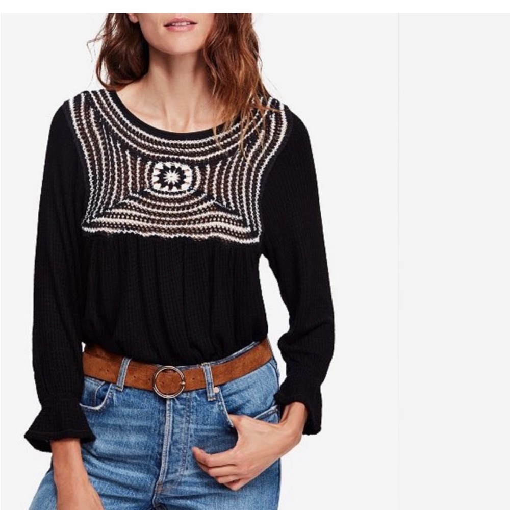 NWT New Free People Soul Mate
Crochet Tunic Top Small Black White Anthropologie